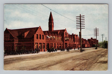 Postcard Train Station Union Depot Ogden Utah UT Telephone Poles Road View 1900s