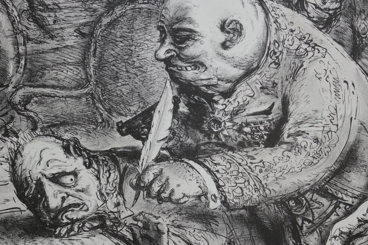 A. Paul Weber, Original Lithographie 1967, signiert, Freundschaftspakt