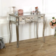 Silver Mirrored Console Dressing Table Shabby Vintage Chic Bedroom Living Room