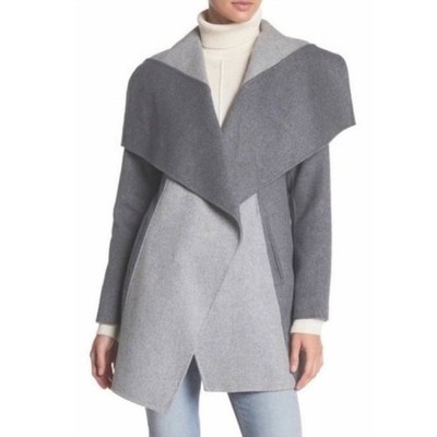 Diane Von Furstenberg Womens XS Shannon Jacket Wool Blend Gray Colorblock Felted
