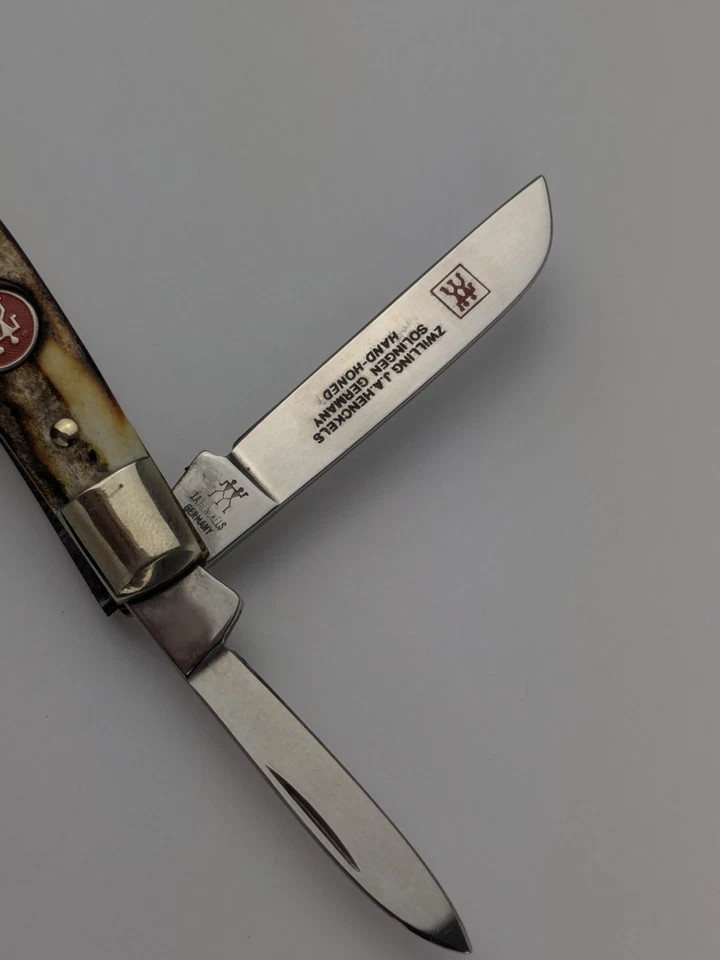 Vtg JA Henckels Hand Forged Congress 4 Blade Pocket Knife Stag Handles Minty - Image 3 of 4