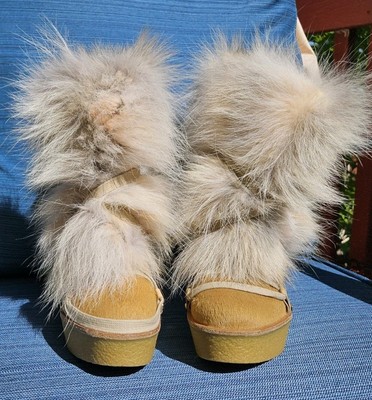 Chlo'e Real Fur Shearling Lace Up Wedge Platform Ankle Boots Booties Tan 40 1/2