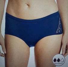 MAIDENFORM NAVY AND LACE PERIOD HIPSTER PANTY, SIZE L/7 nwt $16.00