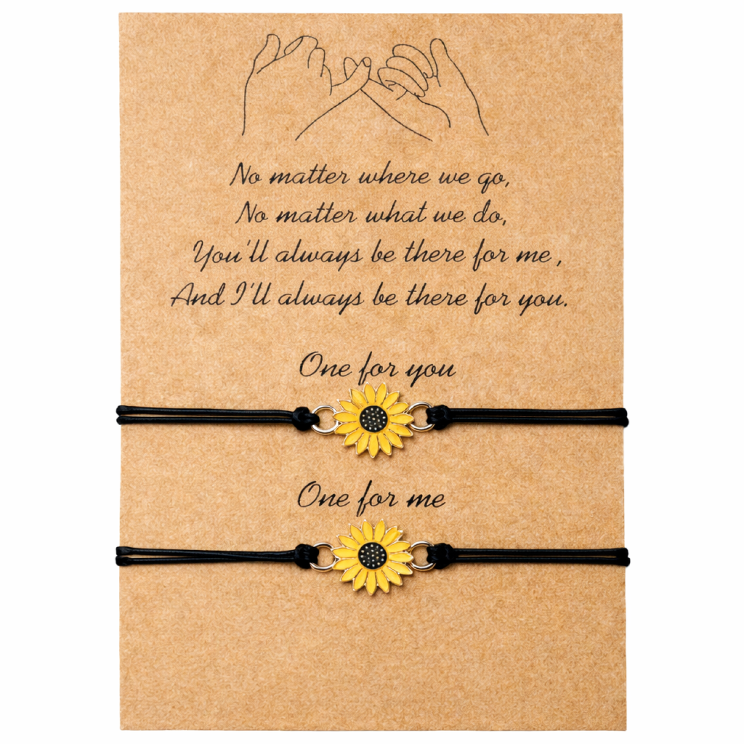 Sunflower Friendship Bracelets Set Pinky Promise Matching Couple Gift Adjustable