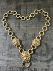 VINTAGE KENNETH J LANE KJL 3 LION HEAD DOOR KNOCKER NECKLACE — photo 1
