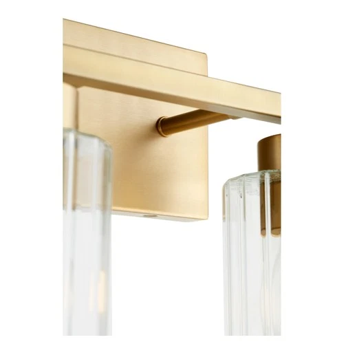 Ladin 3-Light Bathroom Vanity Light in Aged Brass w with Clear Fluted Glass - Picture 2 of 2