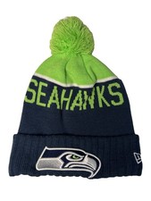 New Era Seattle Seahawks NFL Knit Beanie Pom Pom Hat Blue Green Winter OSFM