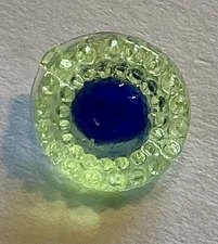TRUE TWO COLOR ANTIQUE RADIANT GLASS BUTTON VASELINE & COBALT