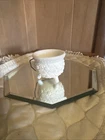 Milk Glass Cauldron Kettle Candle Holder Fenton Daisy And Button, White