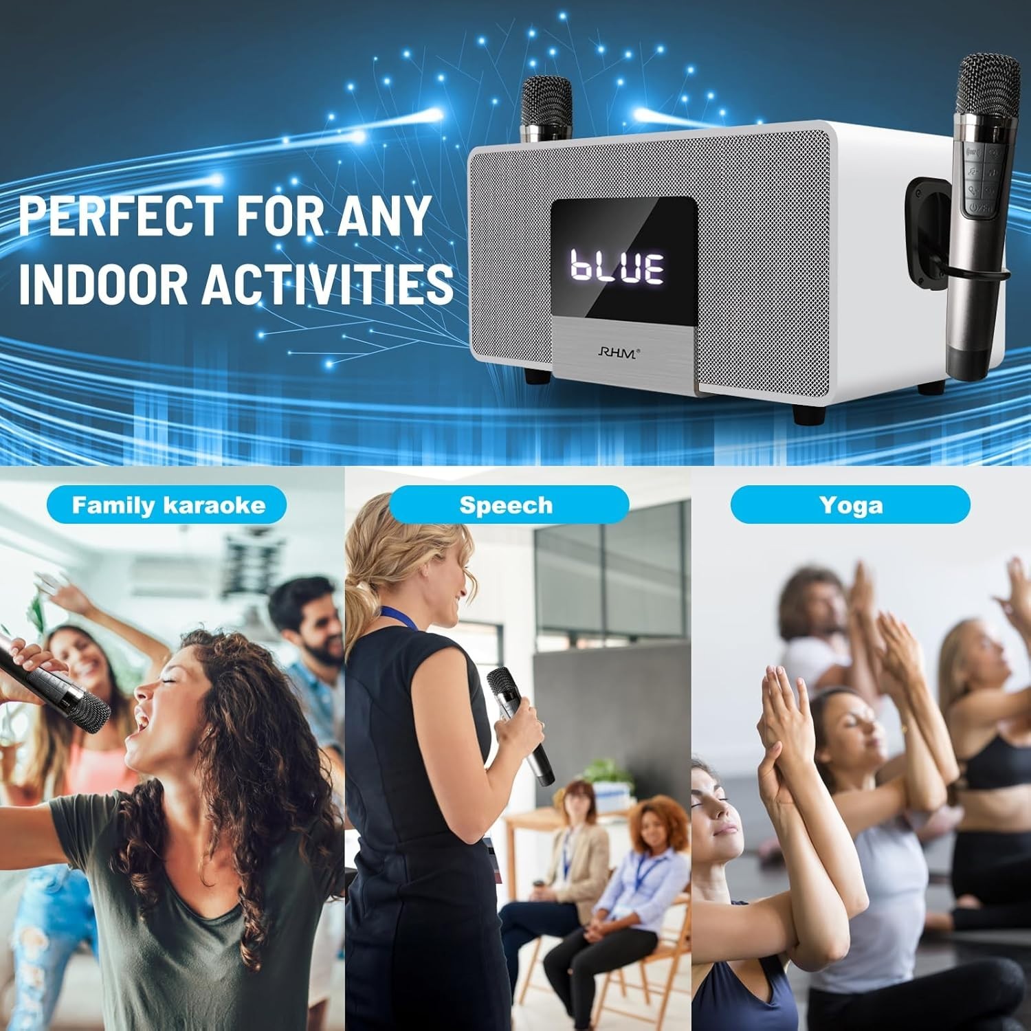 K222 Karaoke Machine, Connect to TV via Optical or Bluetooth, with Powerful S...