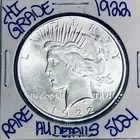1922 SILVER PEACE DOLLAR AUTHENTIC HI GRADE U.S. MINT COIN FREE SHIPPING 5021