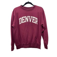 Vtg MV Sport Denver Sweatshirt Maroon Crew Neck College University Pullover M