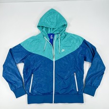 Nike Windrunner Jacket Mens XL Blue Teal Colorblock Hooded Full Zip 340869-489