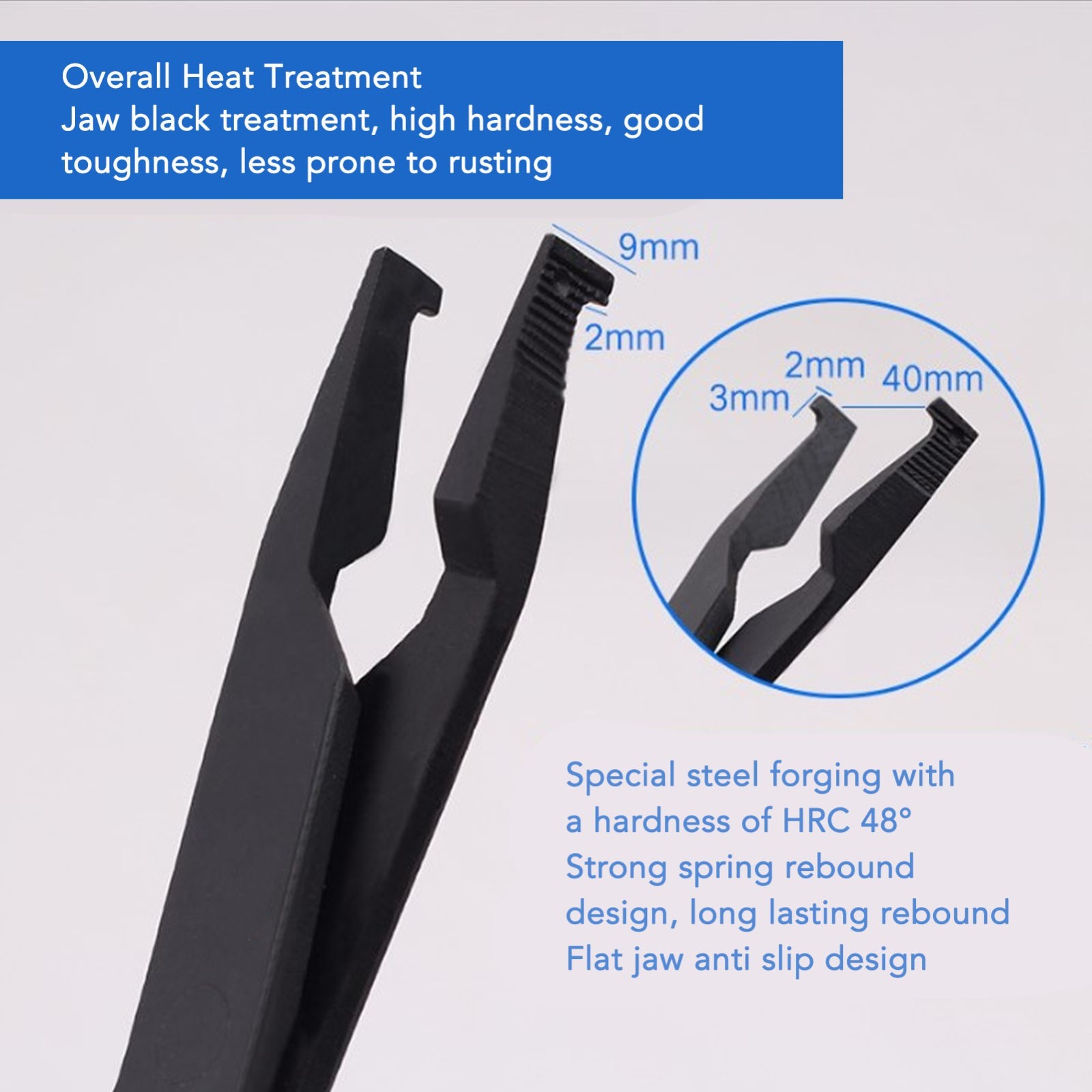 Flat Snap Ring Pliers High Carbon Steel Circlip Pliers 40mm Opening Reverse. 4