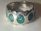 VTG Sterling Silver NAVAJO Turquoise Scalloped Tapered Ring Size 9.5 6g UNISEX