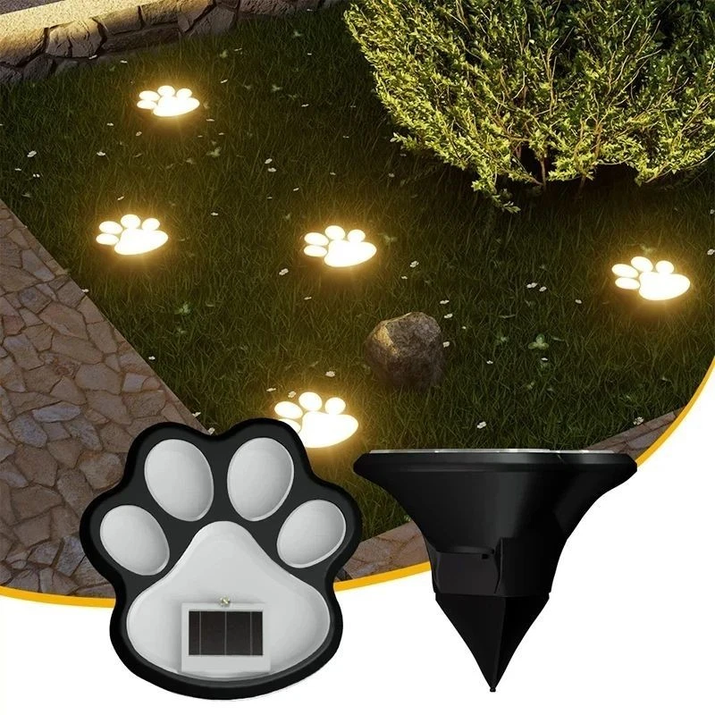 Luz Solar LED para exteriores, impermeable, con estampado de pata de perro, gato - Imagen 4 de 4