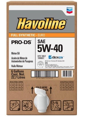 Chevron Havoline Pro DS Euro 5W-40 Full Synthetic Motor Oil, 1-6 Gallon PitPack