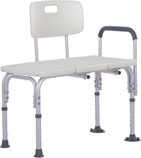 Image of Height Adjustable Shower Chair, Non Slip Bath Transfer Bench for Elderly