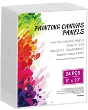 Canvas Boards for Painting 24 Pack 8 x 10 Inch Blank Canvases for Painting