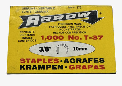Arrow T-37 3/8'' 10mm Round Crown Staples 1000 Pack #376