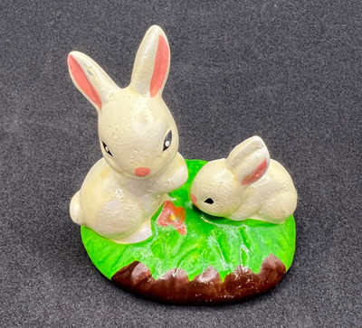 Vintage Ceramic Bunny Rabbit Figurine Hand Painted Easter Spring Decor Hare VTG
