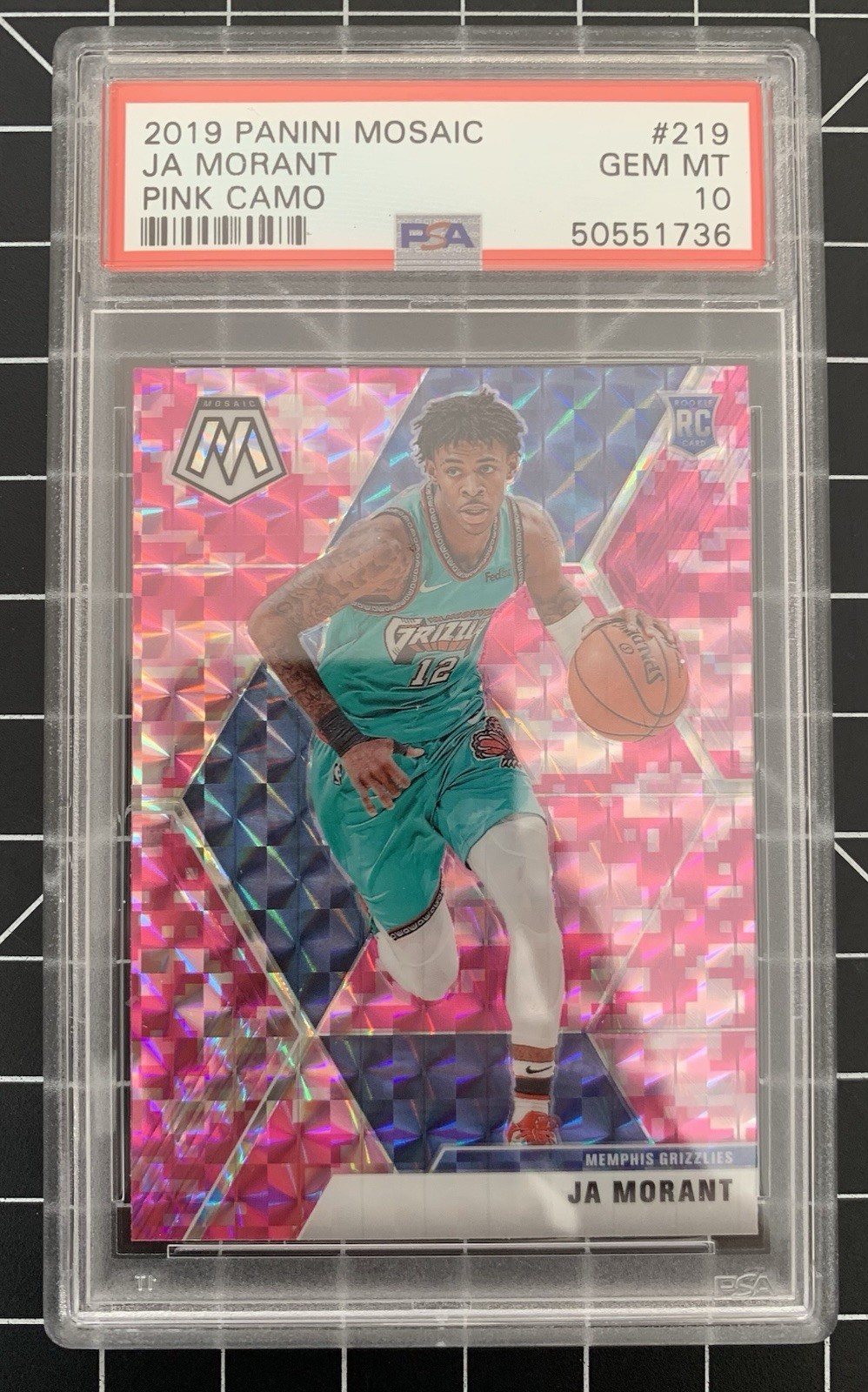 2019-20 Panini Mosaic Pink Camo Ja Morant #219 PSA 10