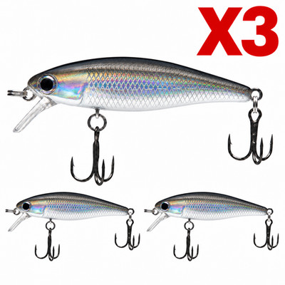 DYNAMIC LURES HD Trout Crankbait 3-Pack, 2.25-Inch Fishing Lures, Silver/Black