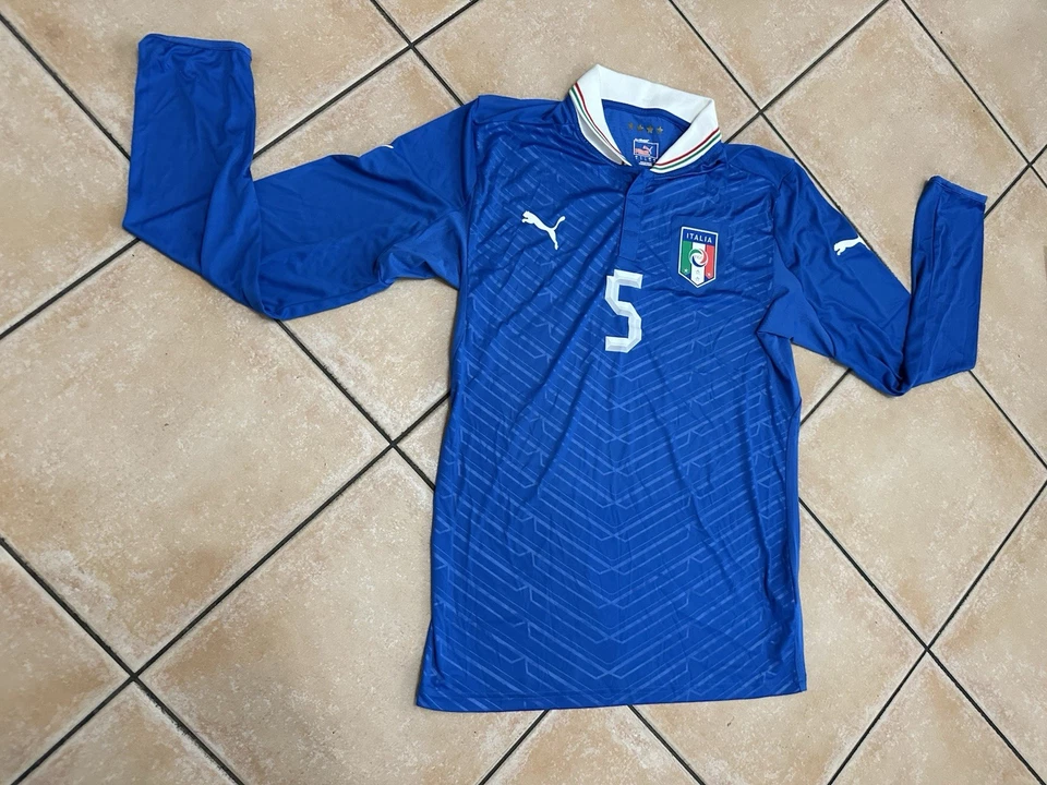 MAGLIA ITALIA NAZIONALE ITALIANA VINTGE MANICHE LUNGHE Match Worn De rossi 5 - Immagine 4 di 4