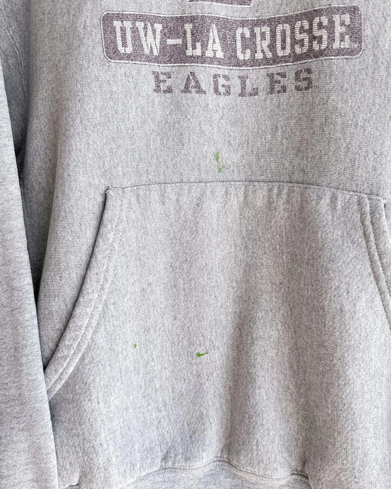 Sudadera con Capucha Gris Para Hombre Vintage Años 90 Jansport UW LA Crossse Eagles L Tejido Inverso Foto 4 de 4