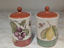 2 x Vintage Wedgewood-Sarahs Garden- Lidded Jars-spice/storage Lemon & Plum