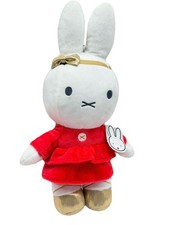 Miffy In Red Dress W Gold Shoes  Gold Bow Headband 13  Plush New Stuffed Animal