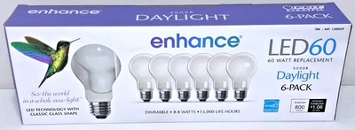 FEIT ELECTRIC 6 pack FEIT Dimmable LED Enhance DAYLIGHT Light Bulbs (8.8w =60W) LED60 #1300539