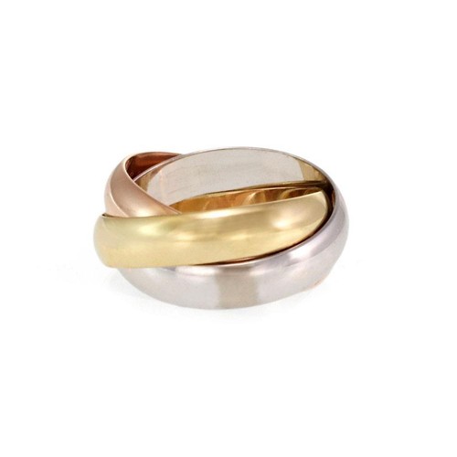 Cartier Trinity 18k Tricolor Gold 5mm Rolling Band Ring Size 50-US 5.25