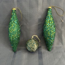 Sparkly Green Christmas Ornaments Set Of Three  