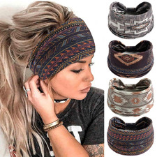 Extra Wide African Headbands for Women Boho Printed Headwraps 4Pcs