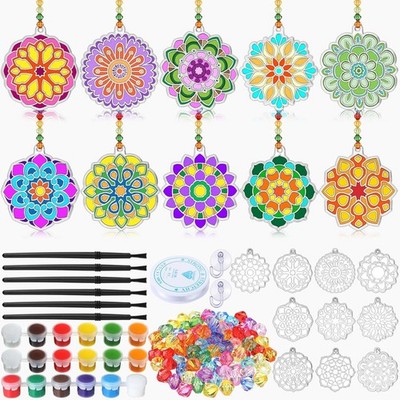 30pc Spring Mandala Suncatchers Crafts Adults Easter Holi DIY Stained Glass New