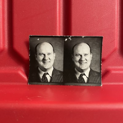 Man Smiling In A Photo Booth 2 Picture Strip 2 1/8 x 1 1/2 Photograph Vtg 1950s 