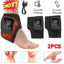 2pk Electric Foot Ankle Massager Heating Vibration & hot Compression Pain Relief