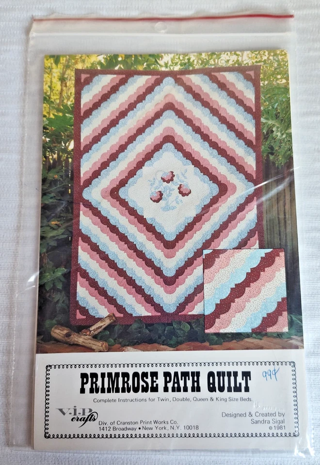VTG (1981) New V.I.P. Crafts Quilt Pattern "PRIMROSE PATH QUILT" Sandra Sigal - Image 2 of 3