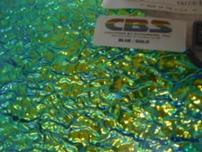 Dichroic Glass:CBS 96 COE Blue/Gold on Granite Ripple Textured Black - 3"Sq