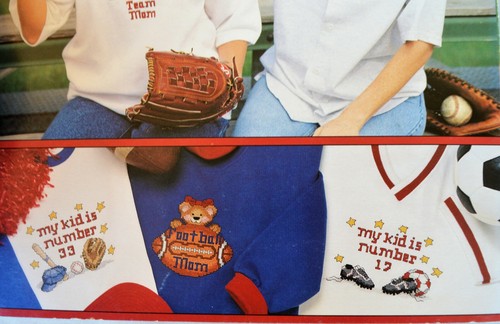 Leisure Arts Leaflet 2137 Cross Stitch TEAM MOM in Waste Canvas Sports 11 Design - Picture 5 of 7