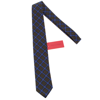 Tino Cosma NWT Neck Tie in Blue/Green/Brown Geometric Pattern