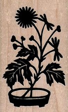 Plant In Pot 1 1/2 x 2 1/4" Rubber Stamp, Plant Stamp, Tree Stamp, Flowers Stamp