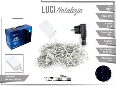 Luci Natale Decorazione Tenda 280 Led Luce BLU 3x2mt Esterni 52607A dfh