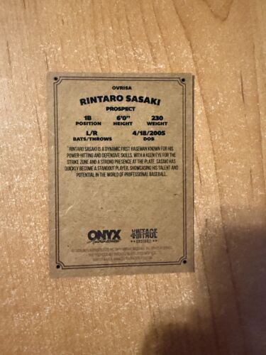 2024 Onyx Vintage Baseball - Rintaro Sasaki - #OVRISA Base Card - 第 2/2 張圖片
