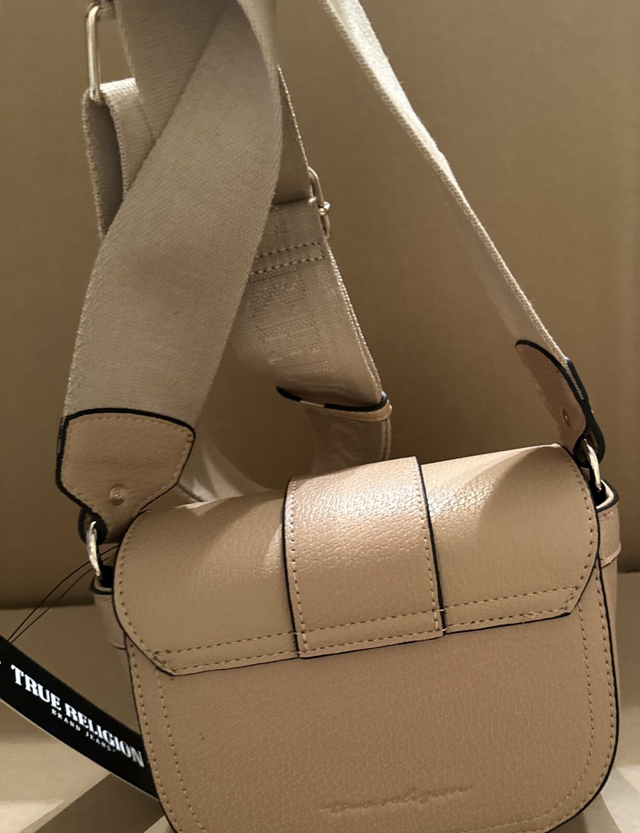 True Religion • NWT $98 Mini Flap Logo Crossbody Bag Tan
