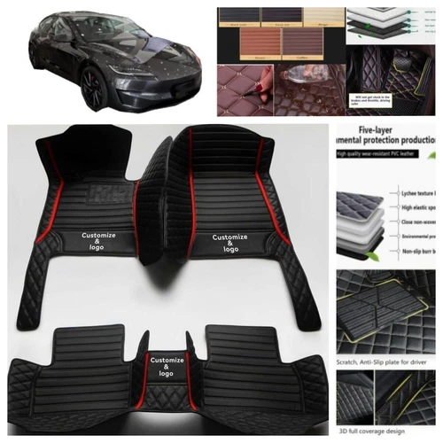 For Tesla Model 3 2017-2025 Car Floor Mats All Weather Foot Carpets Leather Rugs - Picture 24 of 35