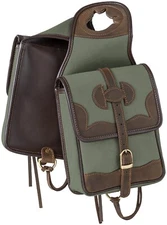 Western Saddle Canvas Horn Bag - Canvas with Leather Accents - Black, Tan - Sage