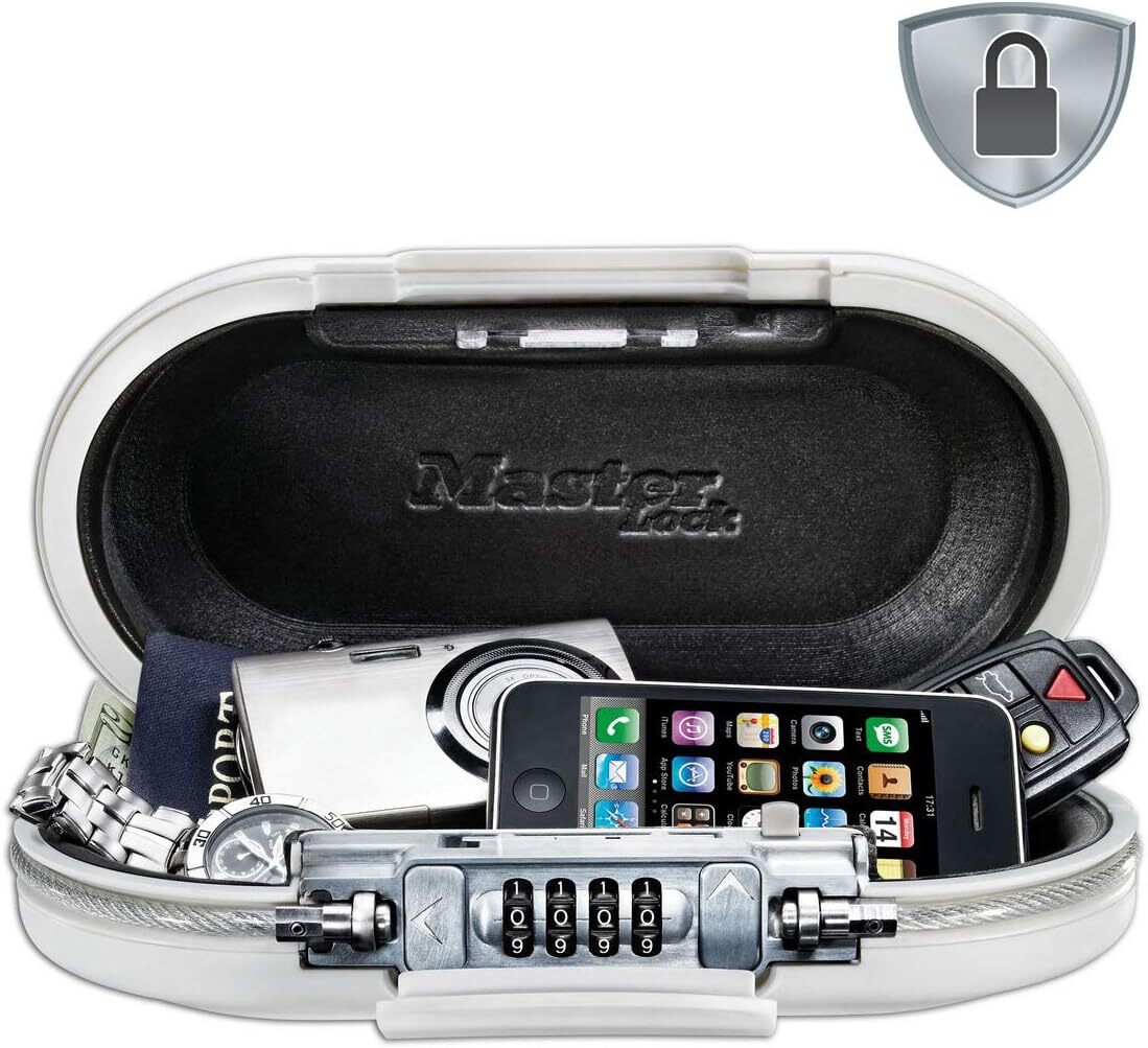 МИНИ-дорожный сейф с замком MASTER LOCK с кабелем Белый 5900 евро - Обезопасьте свой багаж 17190₽