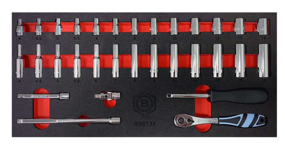 32-Piece 1/4" Drive Socket, Ratchet & Accessory Set - Britool Hallmark - Image 2 of 4